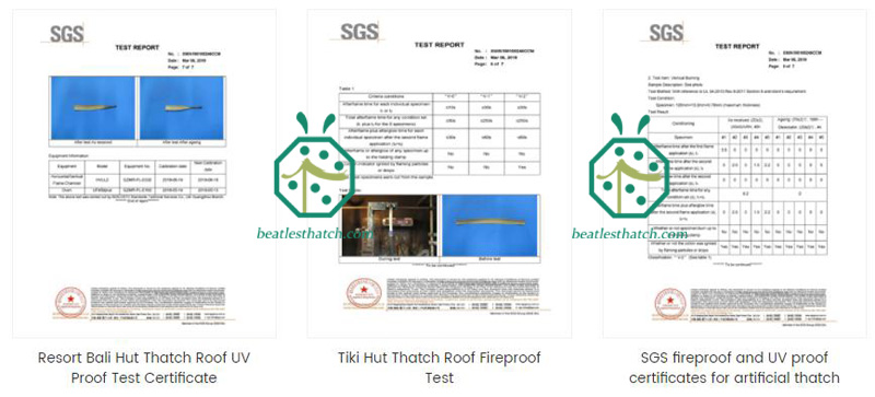 ใบรับรองการกันไฟที่เรามีสำหรับหลังคานิภามุงใยสังเคราะห์ของเรา